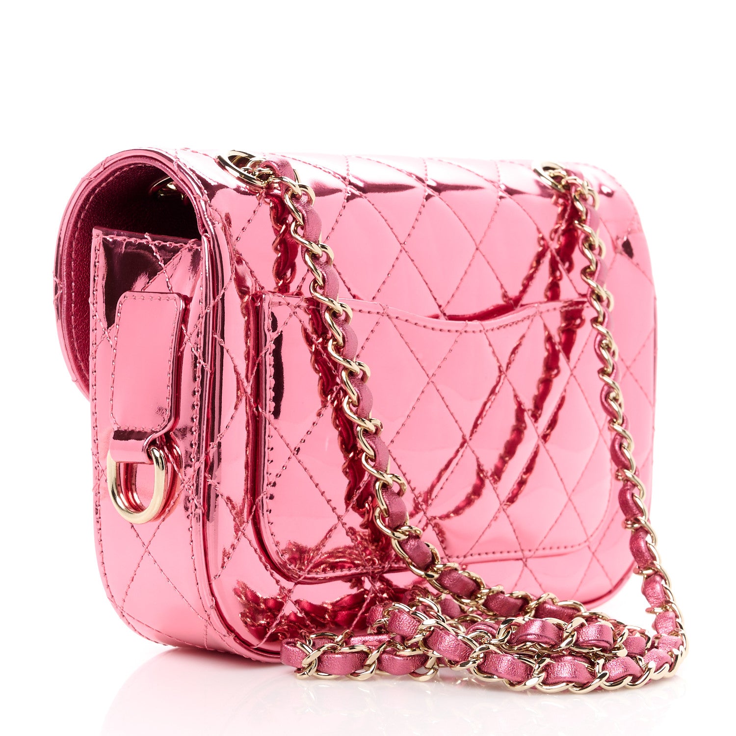 Chanel Mirror Calfskin Metallic Lambskin Quilted Hollywood Boulevard Mini Flap With Star Coin Purse Pink 3 of 13