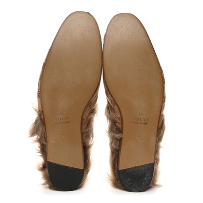 Gucci GG Monogram Fur Mens Princetown Slippers 9 Beige Ruggine Rust 6 of 10