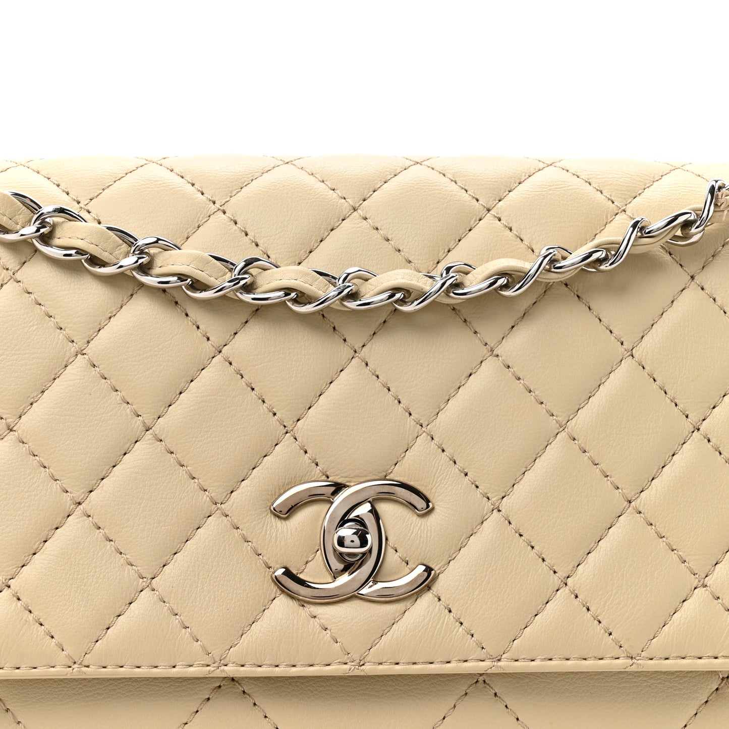 Calfskin Quilted In the Business Flap Bag Light Beige
