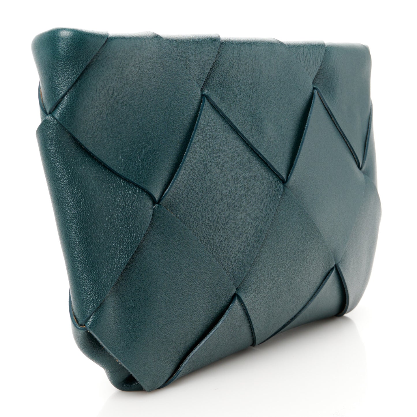 Nappa Maxi Blown Up Intrecciato Pouch Clutch Raintree