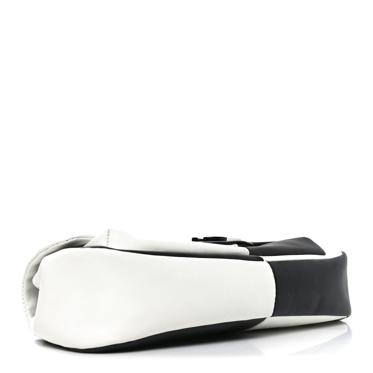 Lambskin Geometric Patchwork Mini Flap Black White