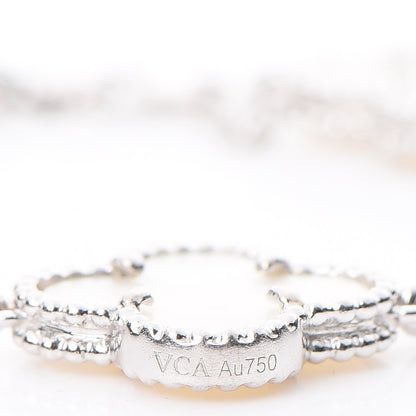 Van Cleef & Arpels 18K White Gold Mother of Pearl 5 Motifs Vintage Alhambra Bracelet 6 of 7