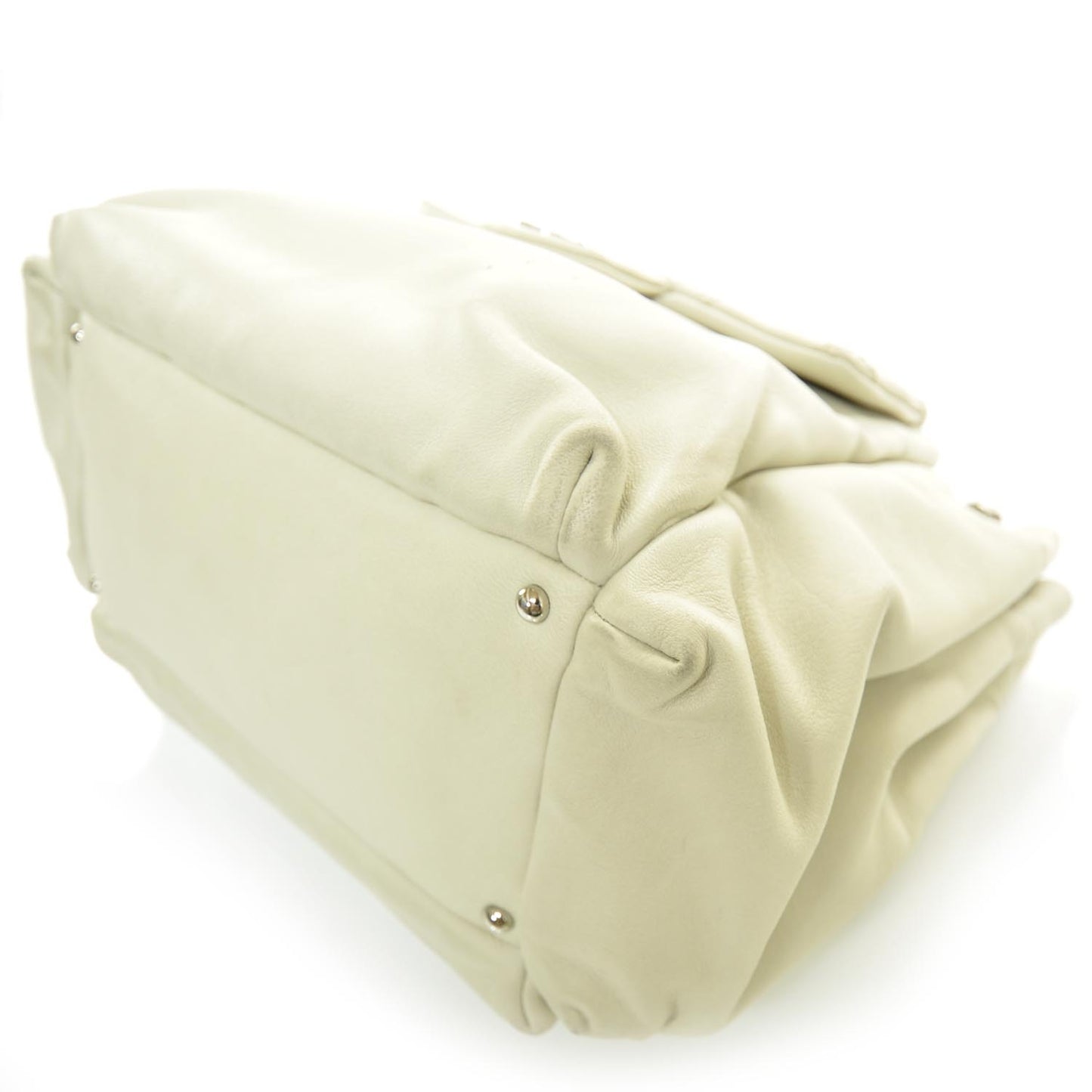 Lambskin Quilted Shoulder Flap Bag Ivory