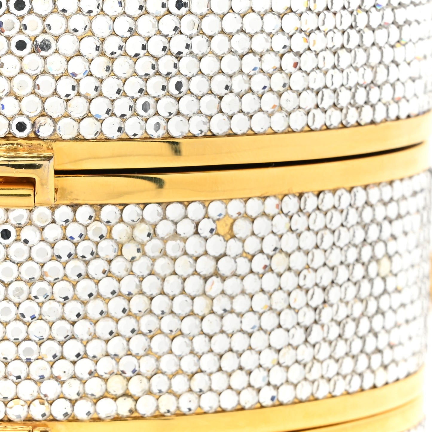Swarovski Crystal Minaudiere Train Case Clutch Gold Silver