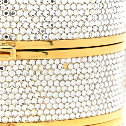 Judith Leiber Swarovski Crystal Minaudiere Train Case Clutch Gold Silver 14 of 15