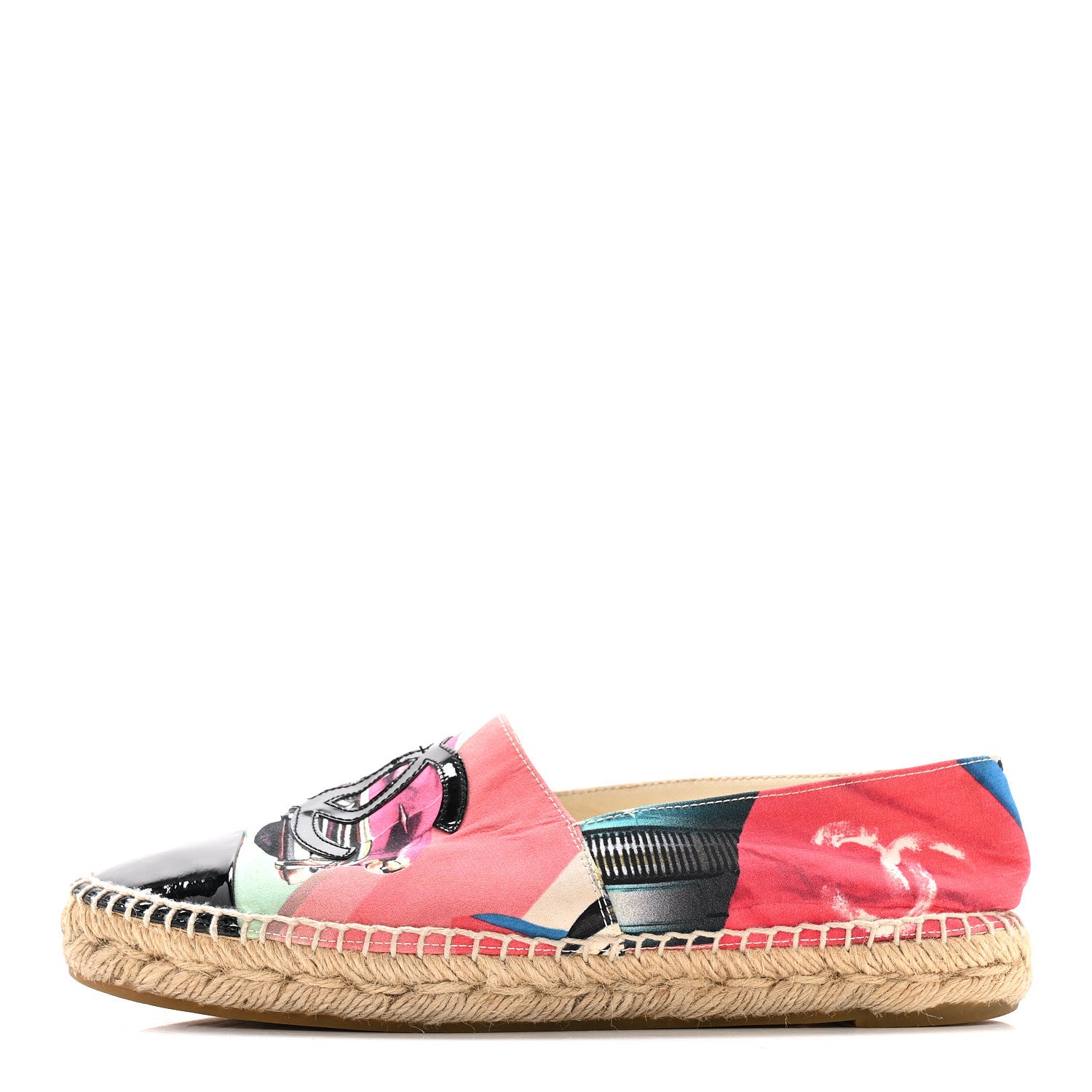 Chanel Fabric Patent CC Espadrilles 38 Multicolor Black 1 of 9