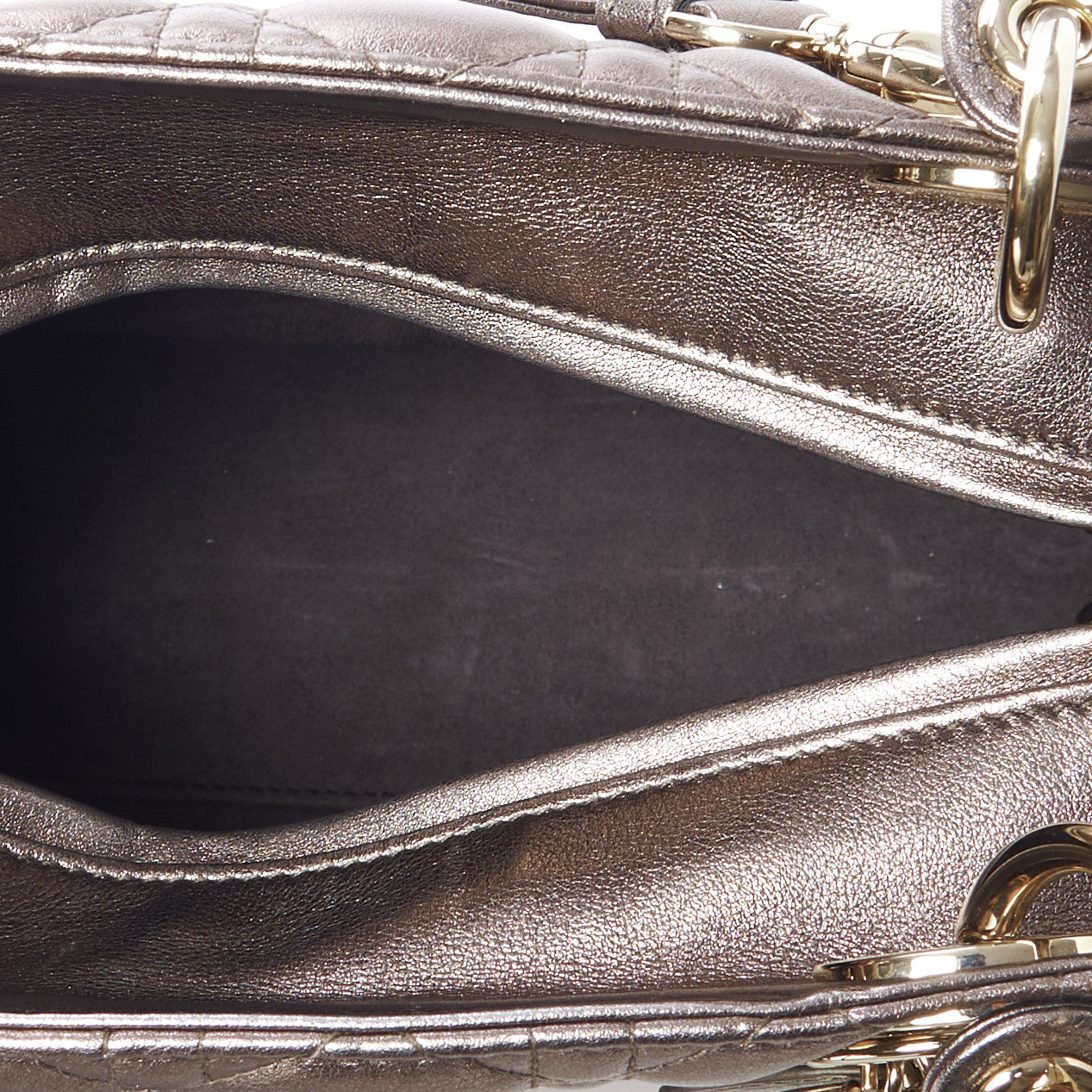 Metallic Calfskin Cannage Medium Lady Dior Gold