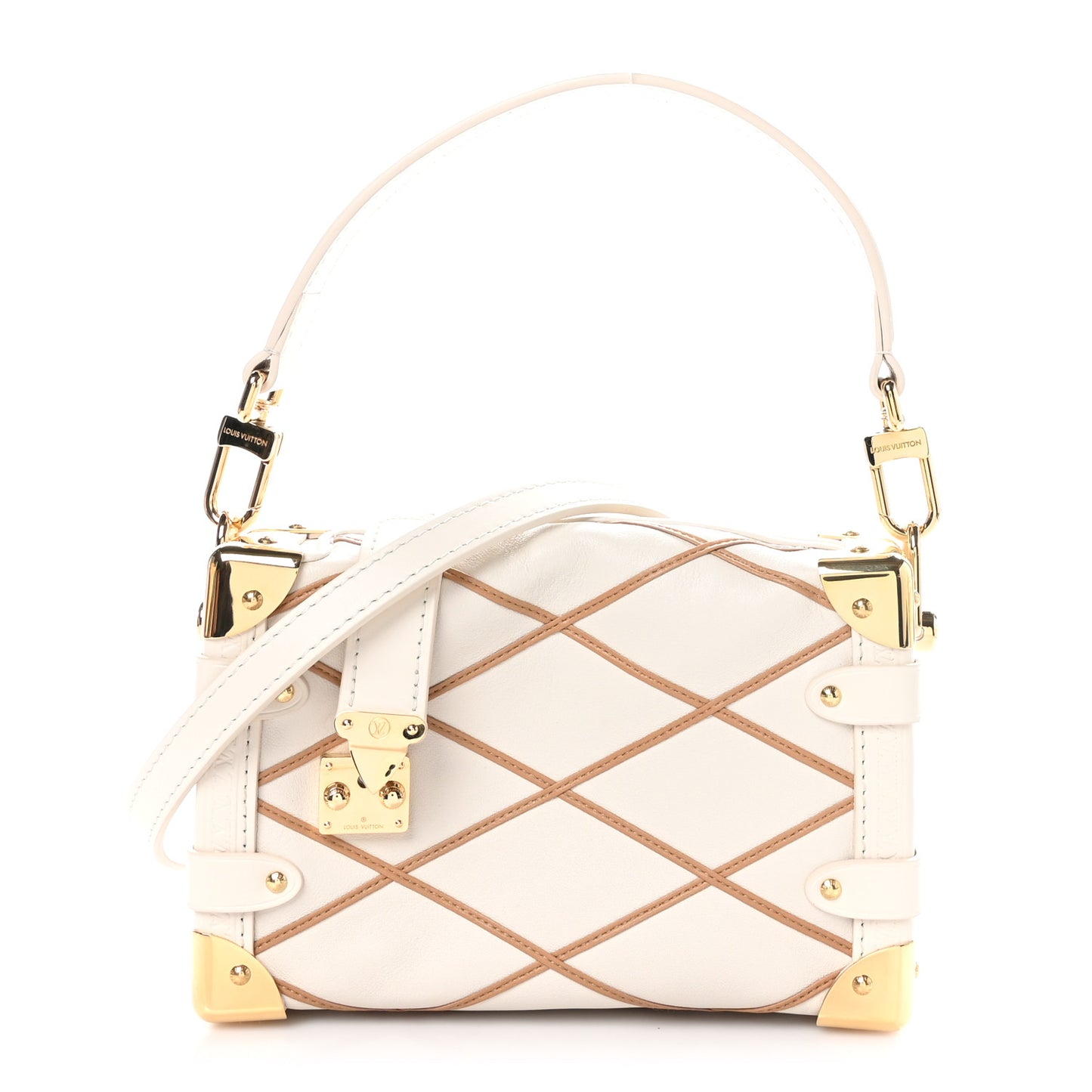 Lambskin Malletage Side Trunk PM Creme Noisette