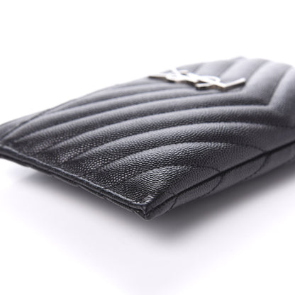 Saint Laurent Grain De Poudre Chevron Monogram Bill Pouch Black 6 of 10