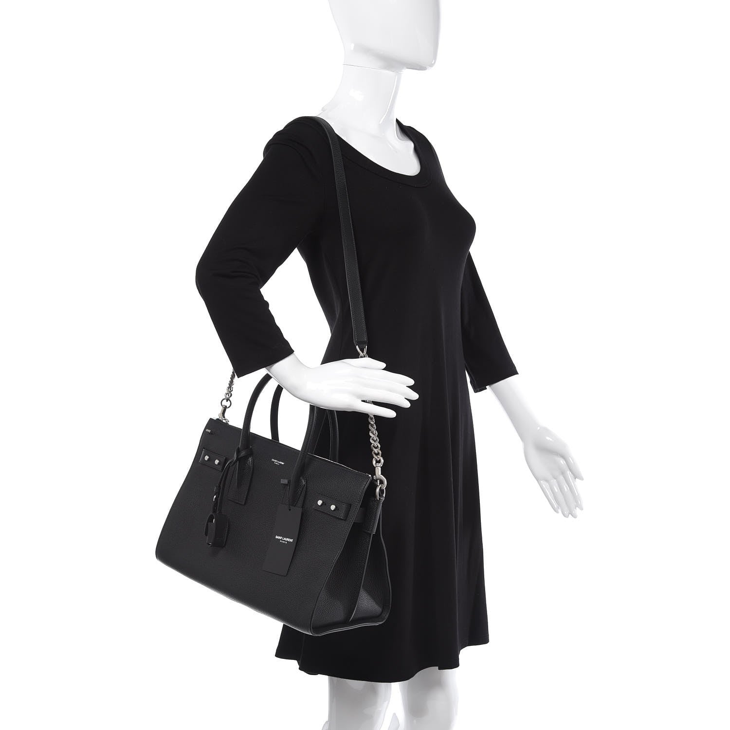 Saint Laurent Grained Calfskin Small Supple Sac De Jour Duffle Black 2 of 9