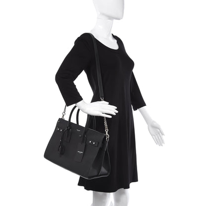 Saint Laurent Grained Calfskin Small Supple Sac De Jour Duffle Black 2 of 9