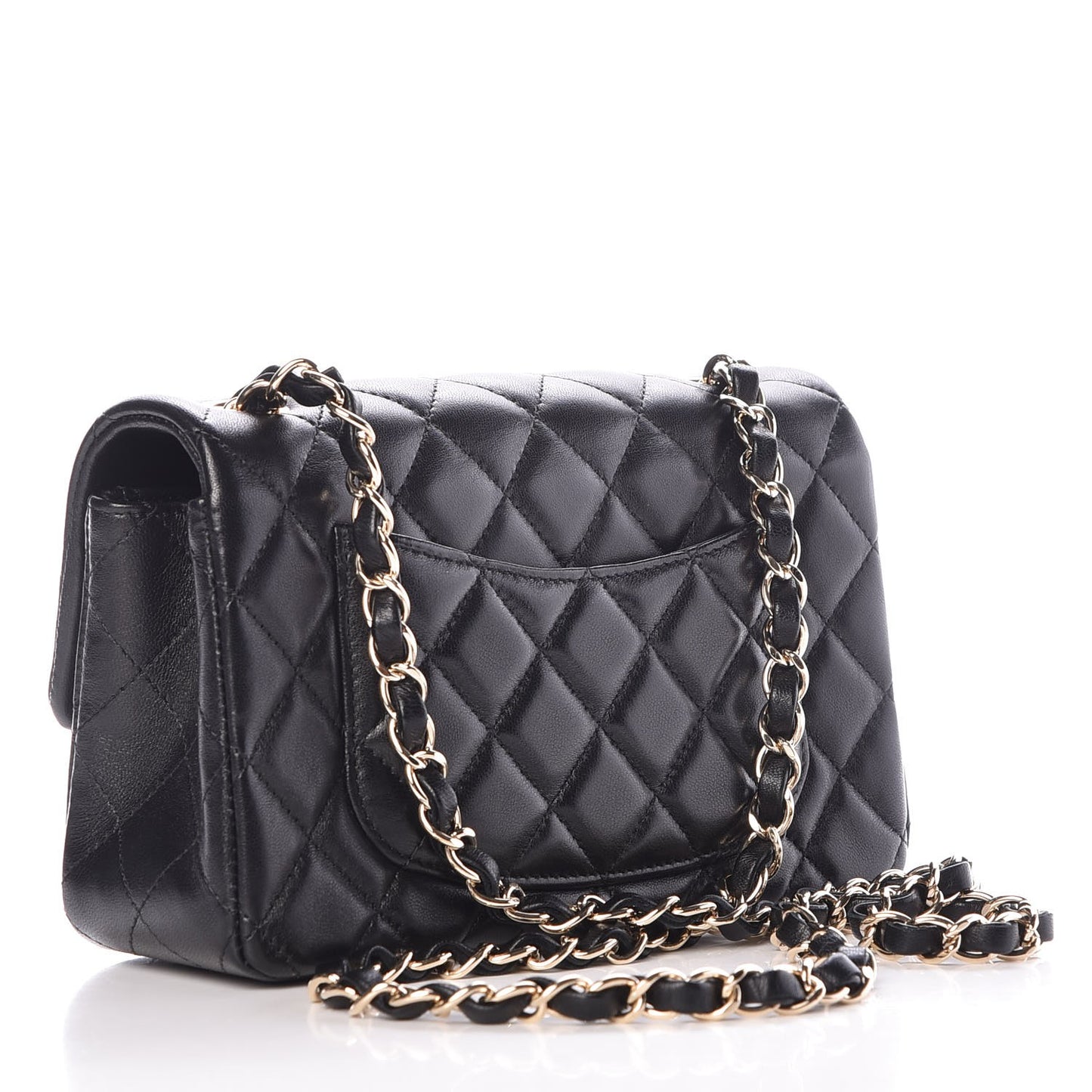 Lambskin Quilted Mini Rectangular Flap Black