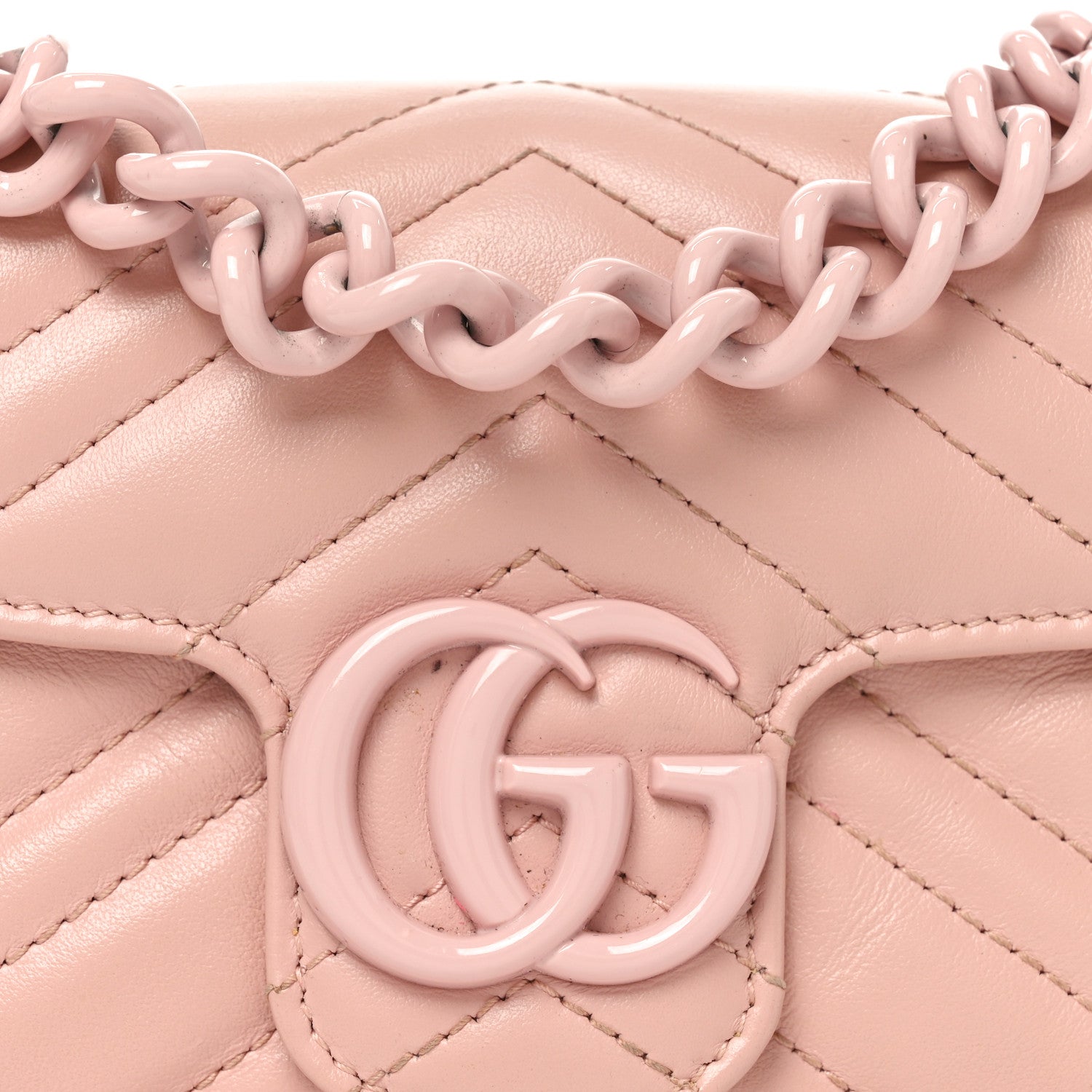 Gucci Calfskin Matelasse Monochrome GG Marmont Chain Belt Bag Perfect Pink 8 of 10