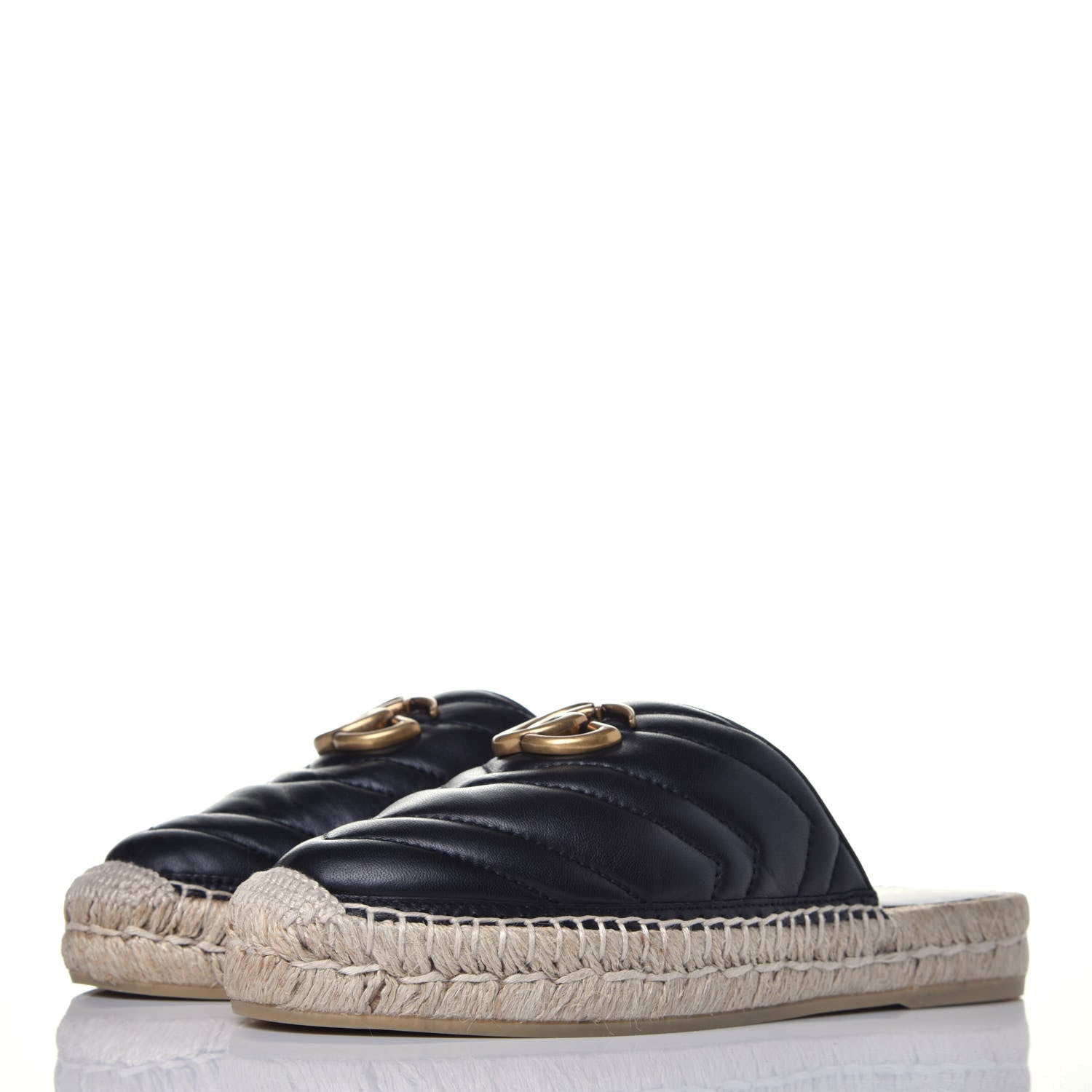 Gucci Nappa Matelasse GG Marmont Espadrille Slippers 35 Black 3 of 9
