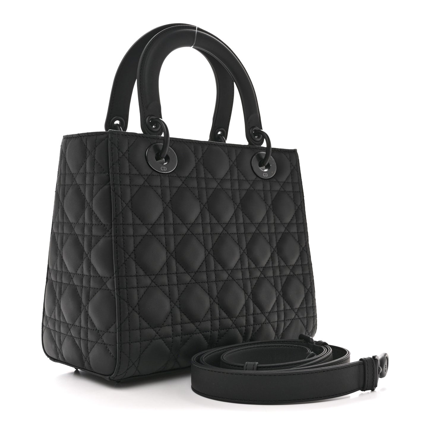 Ultra Matte Calfskin Cannage Medium Lady Dior Black