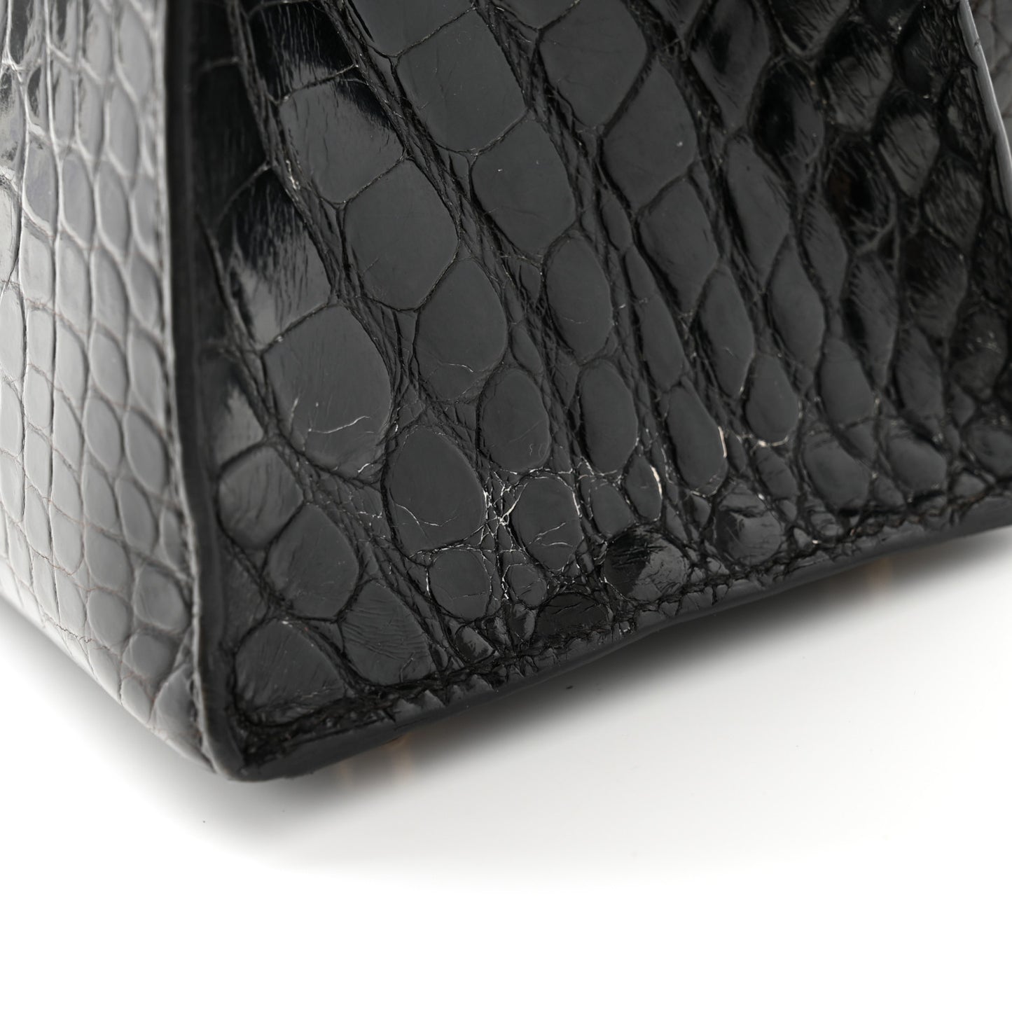 Shiny Alligator Kelly Sellier 28 Black