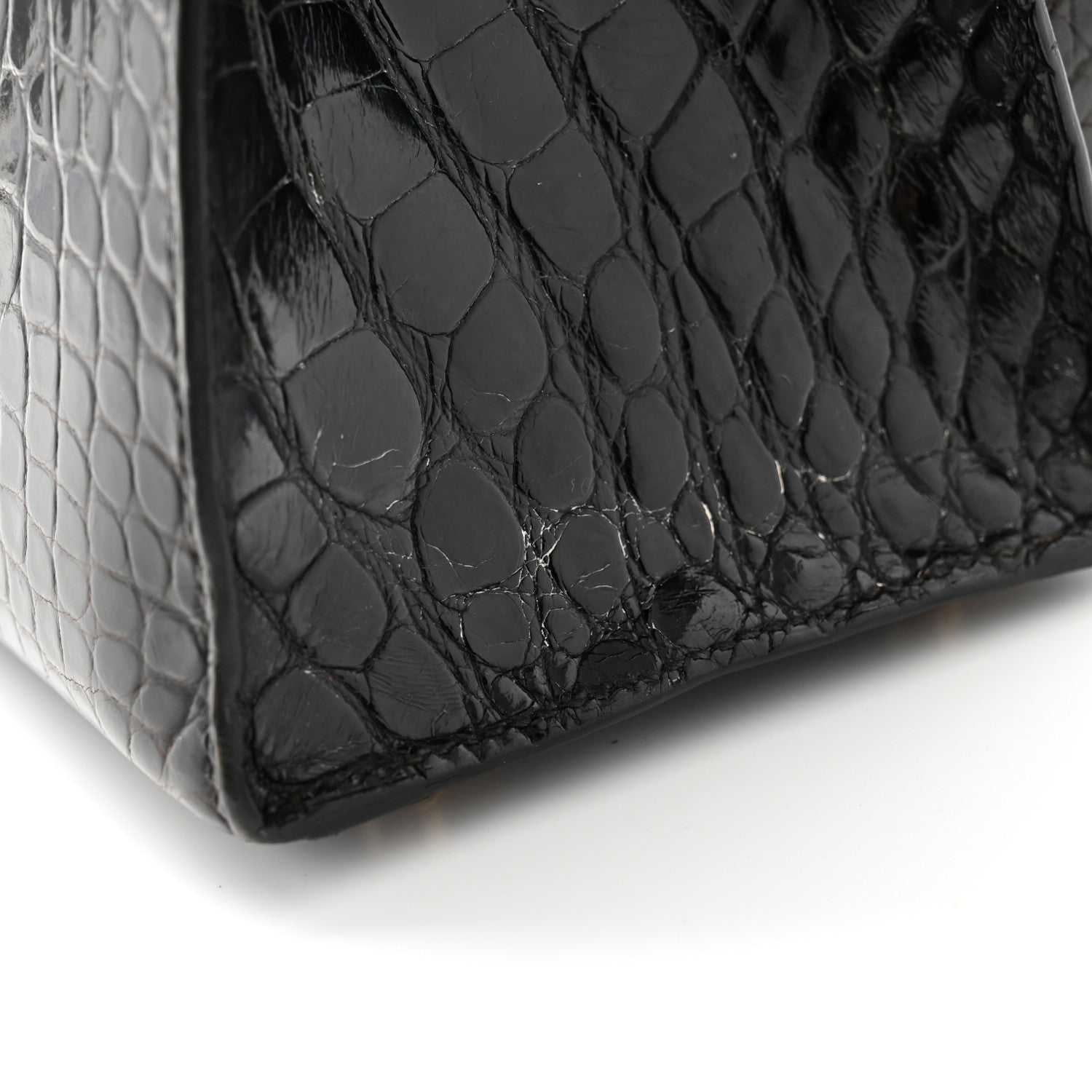 Hermes Shiny Alligator Kelly Sellier 28 Black 11 of 13