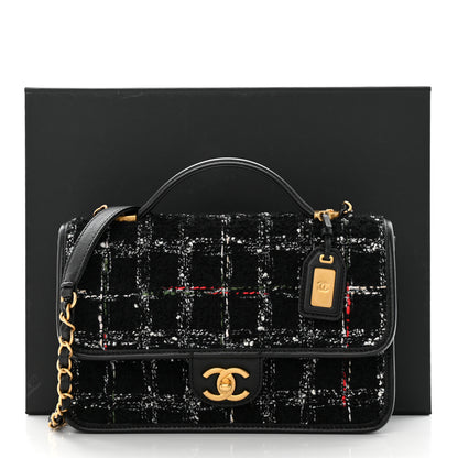 Chanel Tweed School Memory Small Top Handle Flap Black White 11 of 11