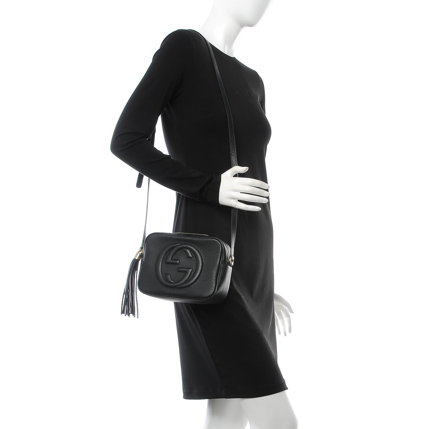Pebbled Calfskin Small Soho Disco Bag Black