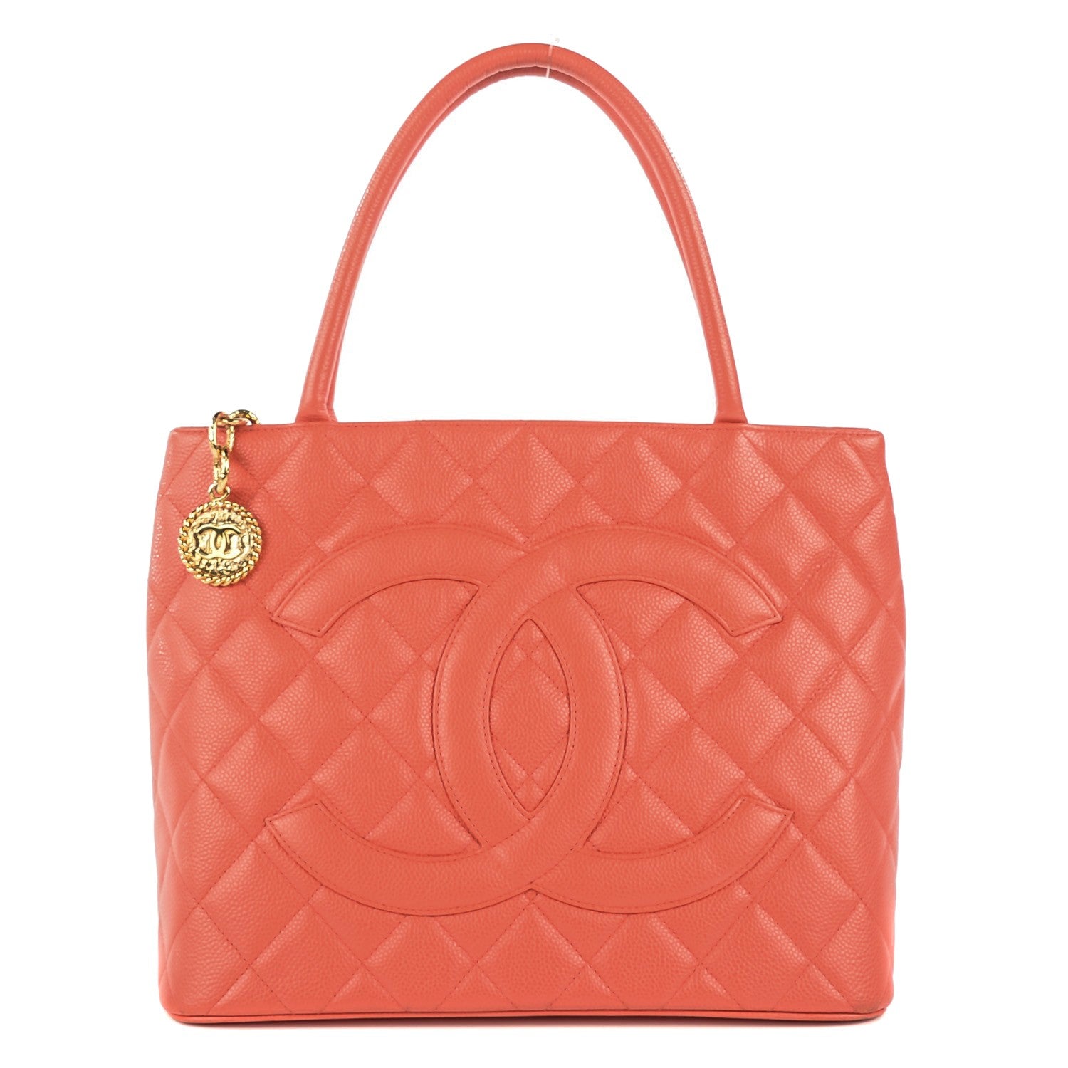 Chanel Caviar Quilted Medallion Tote Orange 1 of 7