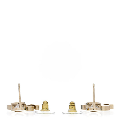 Chanel Crystal CC Heart Drop Earrings Gold 3 of 5