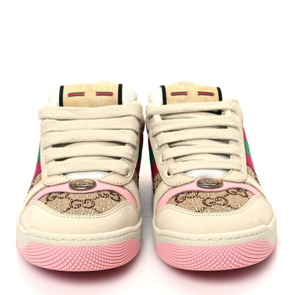 Gucci Calfskin GG Supreme Crystals Web Screener Sneakers 35.5 Beige Ebony Wild Rose 3 of 9