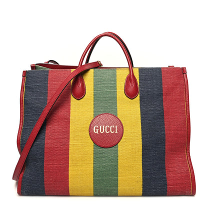 Gucci Canvas Marley Stripe Script Logo Large Gucci 100 Tote Bag Multicolor 1 of 17