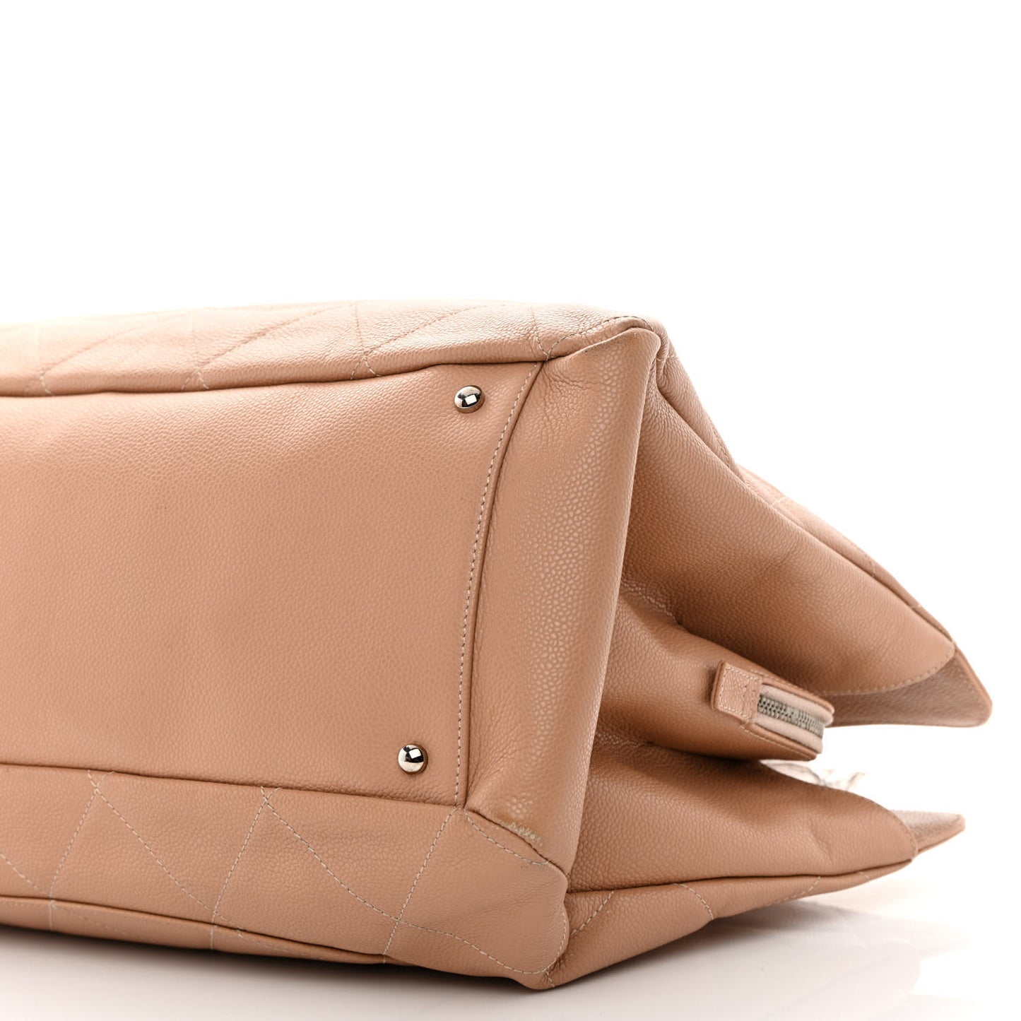 Soft Caviar Quilted Large CC Timeless Tote Beige