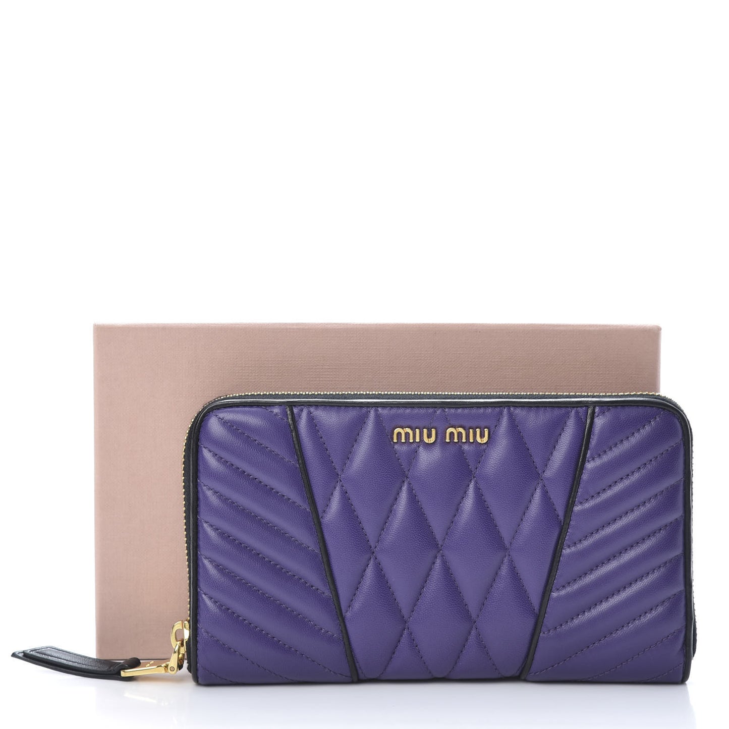 Nappa Quilted Zip Around Wallet Viola