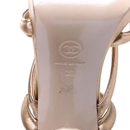 Chanel Laminated Lambskin Gladiator Sandals 39 Gold 8 of 12