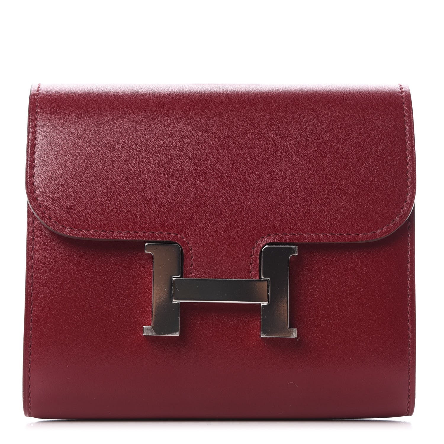 Hermes Veau Tadelakt Constance Short Wallet Rubis 1 of 8