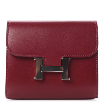 Hermes Veau Tadelakt Constance Short Wallet Rubis 1 of 8