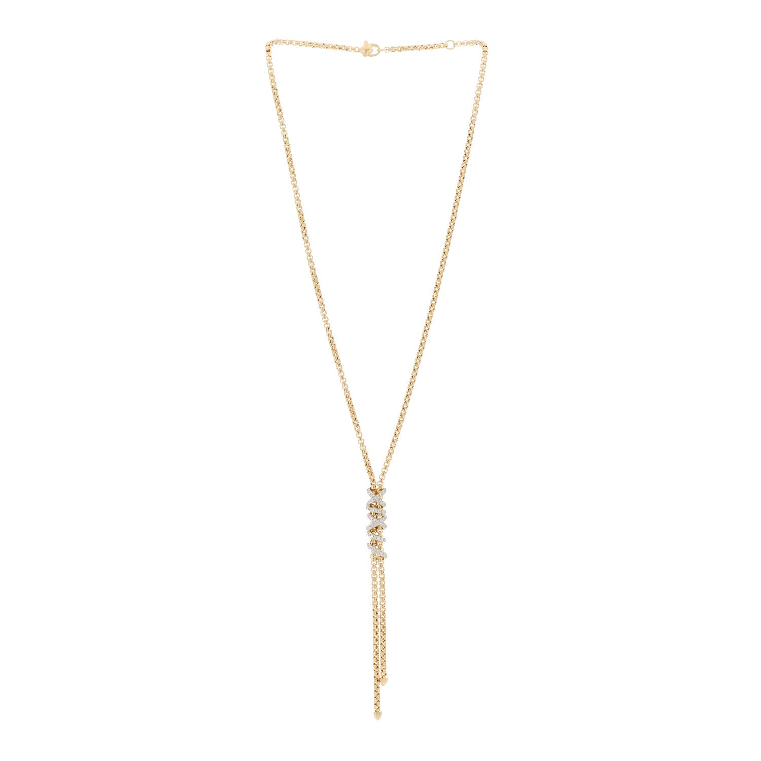 David Yurman 18K Yellow Gold Diamond Helena Y Necklace 2 of 4