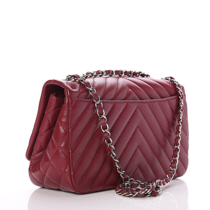 Chanel Lambskin Surpique Chevron Medium Single Flap Dark Red 4 of 9