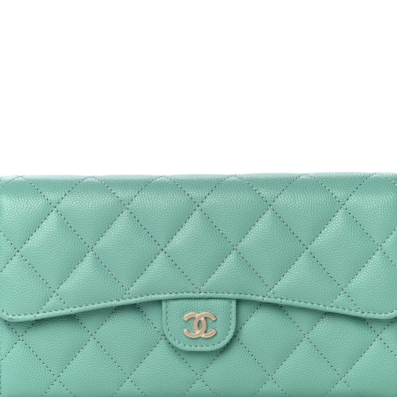 Chanel Caviar Quilted Large Gusset Flap Wallet Green 8 of 11