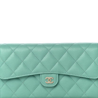 Chanel Caviar Quilted Large Gusset Flap Wallet Green 8 of 11