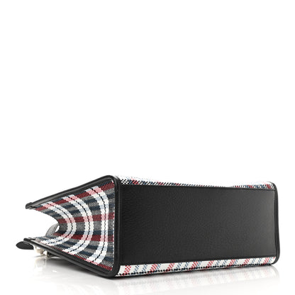 Gucci Canvas Plaid ICCUG Embroidered Small Tote Bag Black White Red Blue Smile Yellow 4 of 10