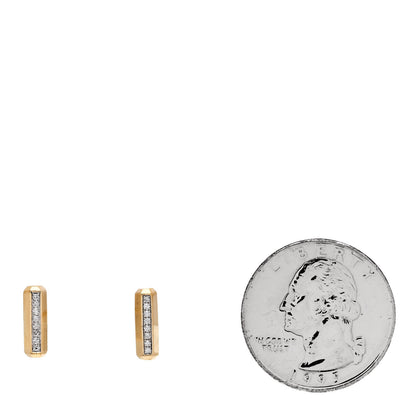 David Yurman 18K Yellow Gold Diamond Lexington Barrel Earrings 2 of 4