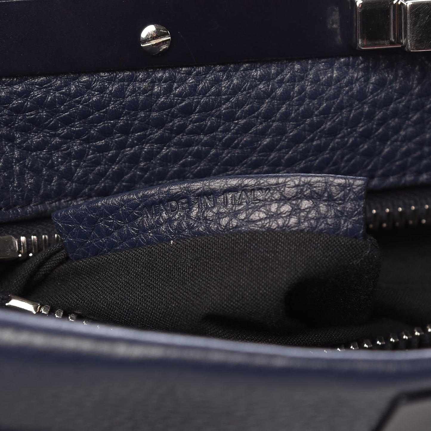 Cuoio Romano Selleria Medium Peekaboo Iconic Satchel Blue Notte