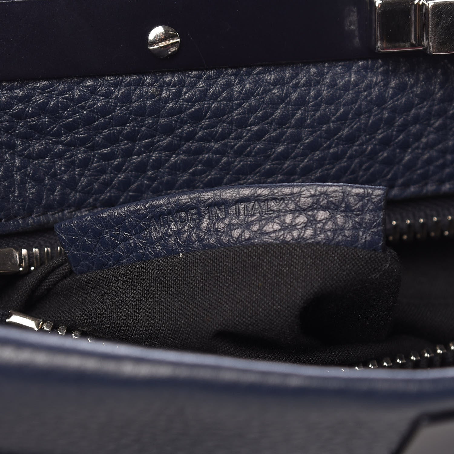 Fendi Cuoio Romano Selleria Medium Peekaboo Iconic Satchel Blue Notte 8 of 10