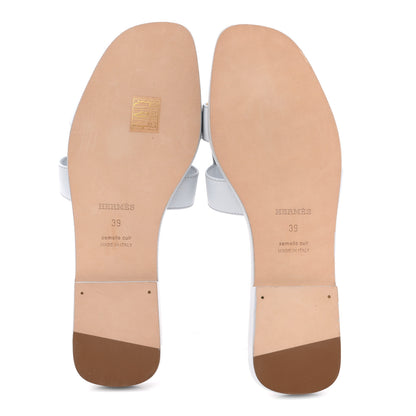 Hermes Epsom Oran Sandals 39 Bleu Glacier 6 of 11