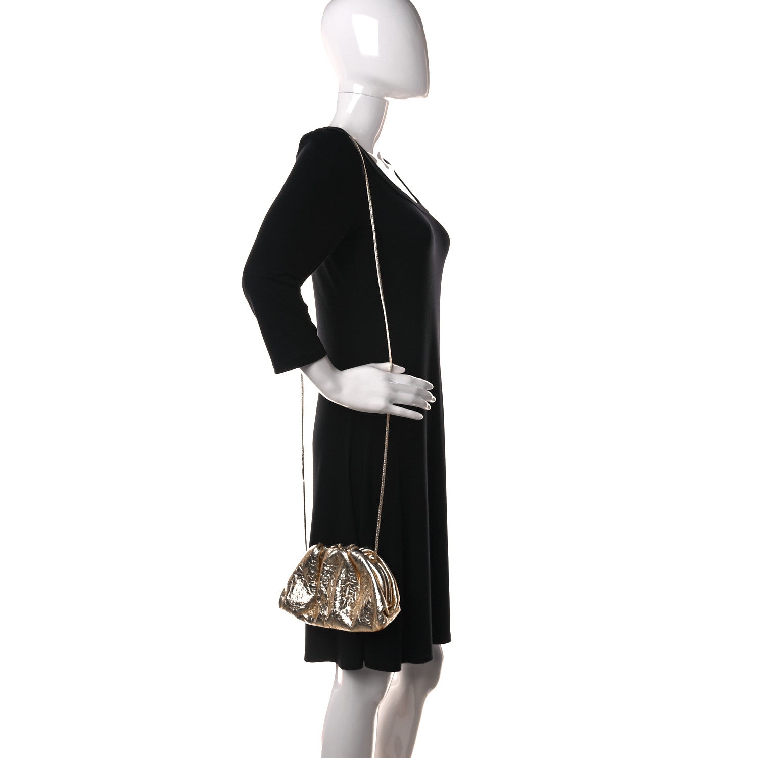 Bottega Veneta Metallic Crinkled Lambskin The Mini Pouch Oro 2 of 16