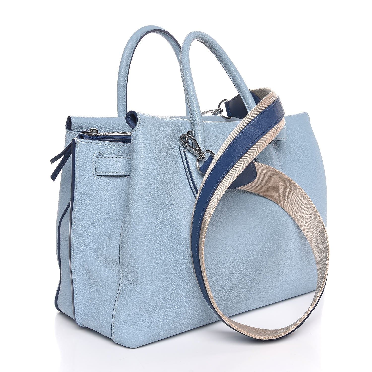 MCM Grained Calfskin Medium Milla Tote Sky Blue 4 of 10