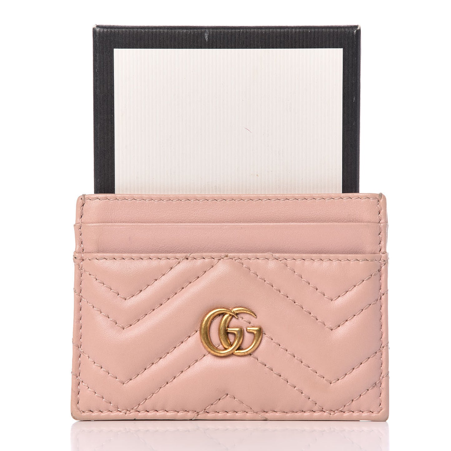 Calfskin Matelasse GG Marmont Card Holder Perfect Pink