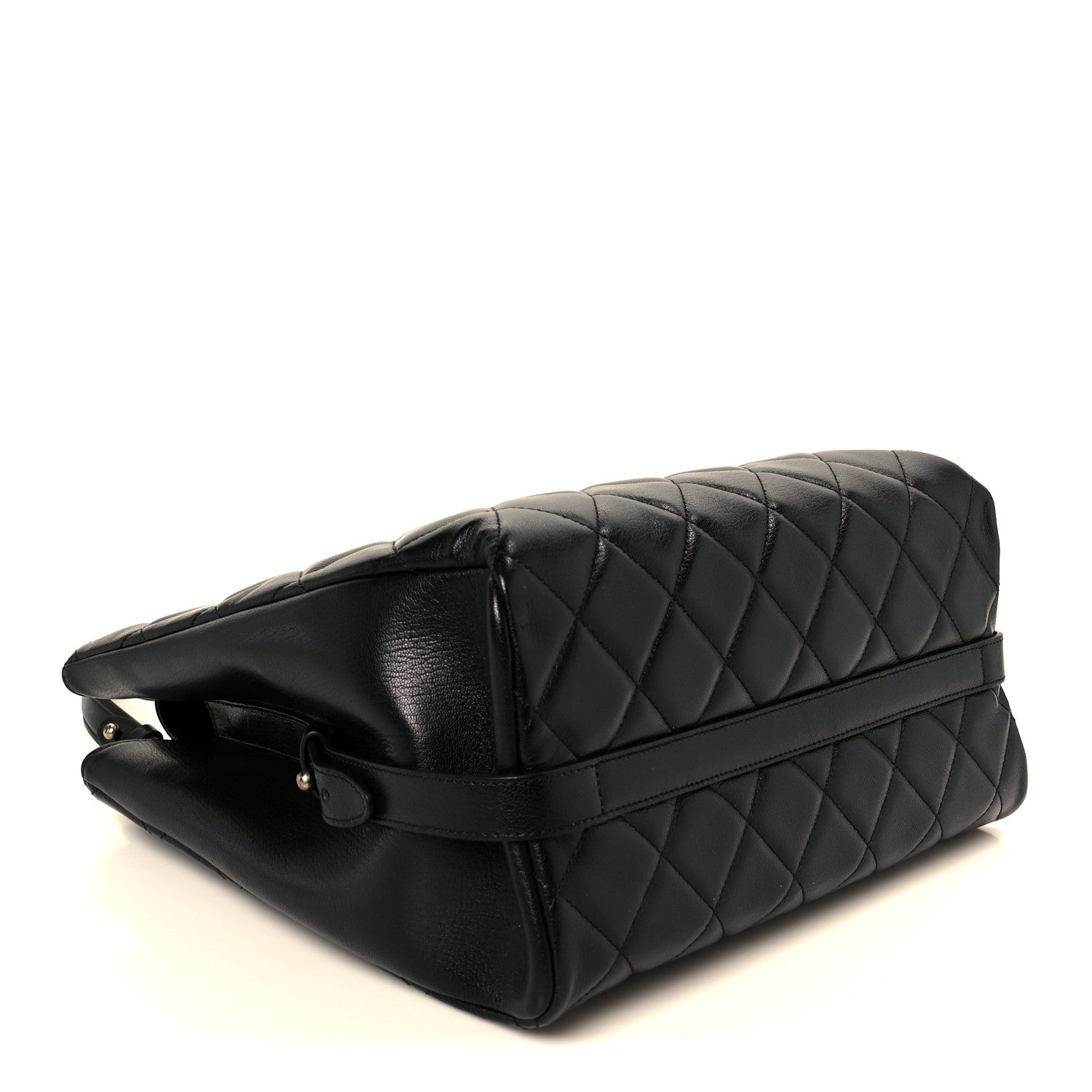 Chanel Metallic Goatskin Quilted Small City Rock Shopping Tote Black 4 of 10