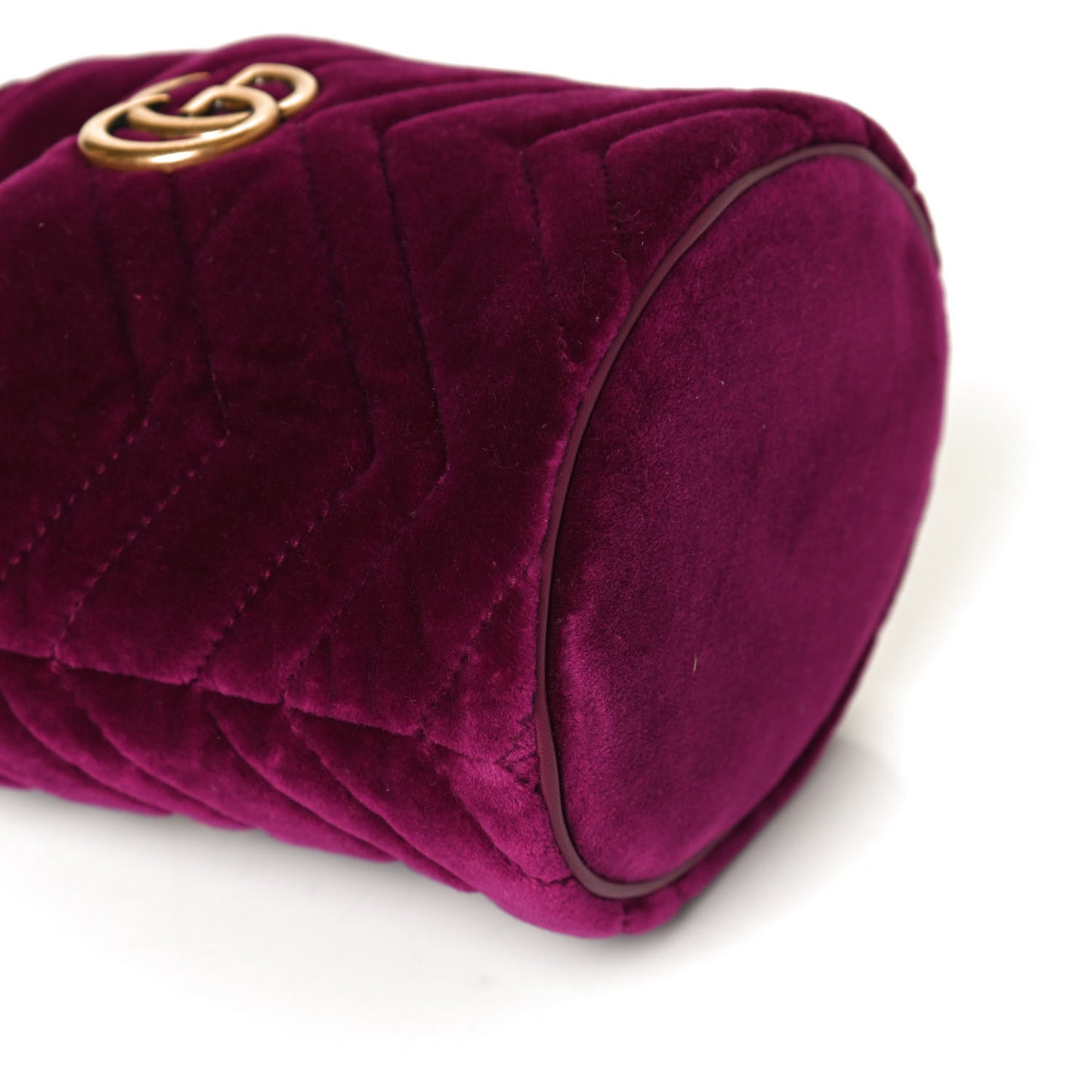 Velvet Matelasse Mini GG Marmont 2.0 Bucket Bag Fuchsia Violet Cyclamen