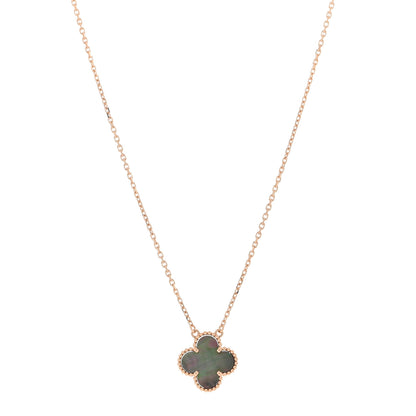 Van Cleef & Arpels 18K Rose Gold Gray Mother of Pearl Vintage Alhambra Pendant Necklace 1 of 4