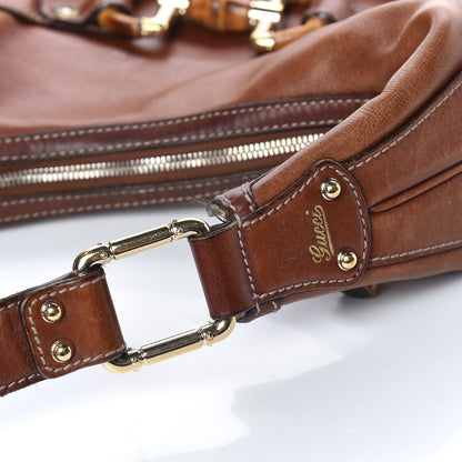 Gucci Calfskin Bamboo Horsebit Hobo Brown 9 of 19