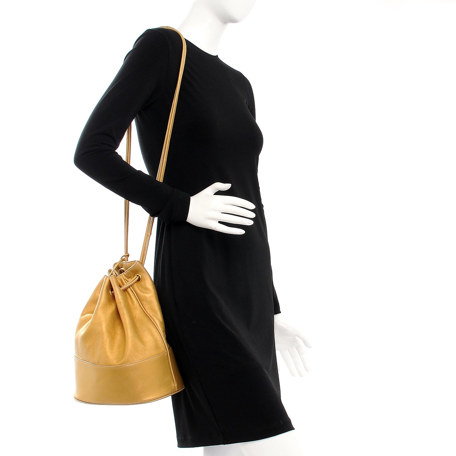 Chanel Metallic Lambskin CC Drawstring Shoulder Bag Gold 2 of 14
