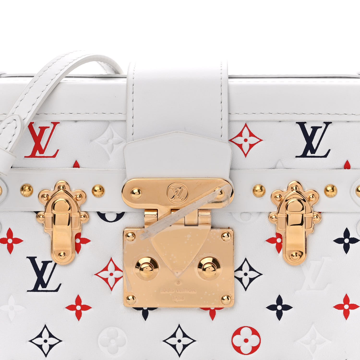Louis Vuitton Lambskin Embossed Monogram Petite Malle Red White Blue 7 of 10